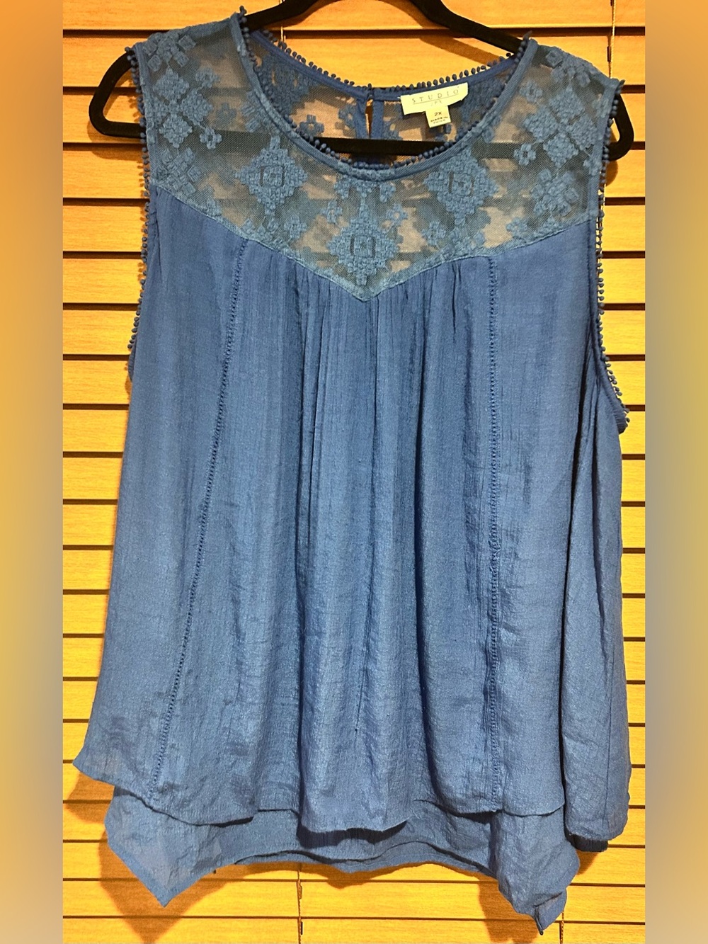 Vintage Studio JPR Blue Lace Yoke Sleeveless Camisole